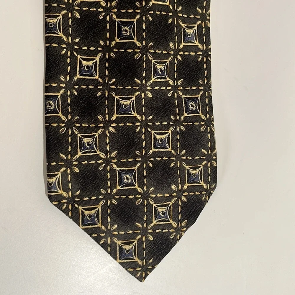 Robert Talbot Best Of Class‎ Men's Silk Tie Olive Beige Geometric Print Classic